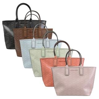 【Michael Kors】滿版圓標MK LOGO印花手提托特包購物包(多色可選)