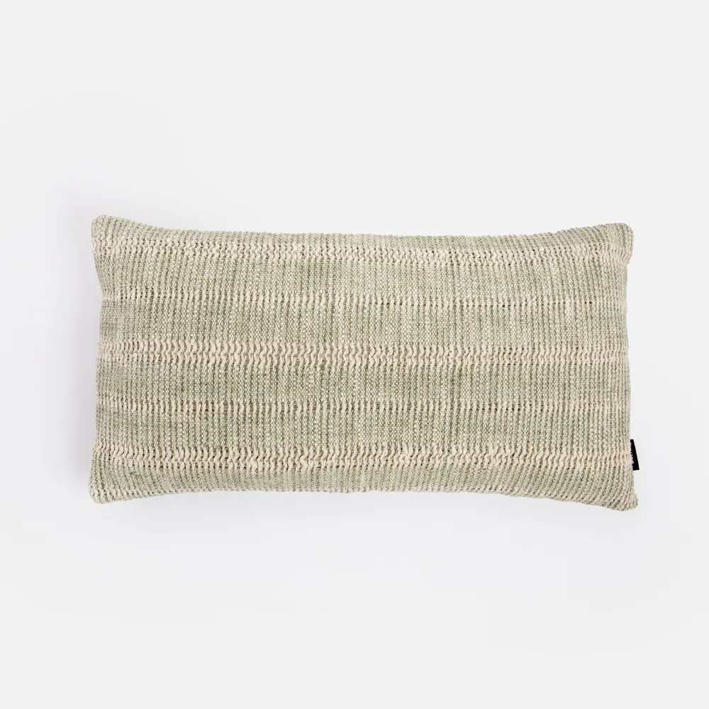 【HOLA】艾禮思緹花編織棉質抱枕套30x60cm 琉璃綠