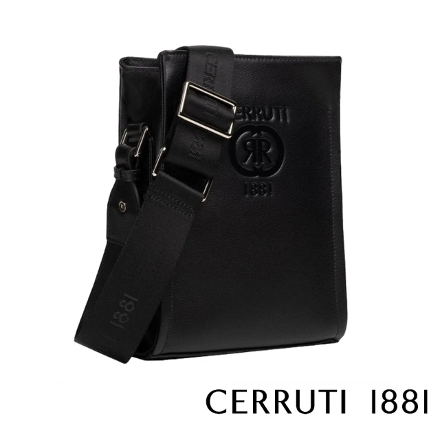 Cerruti 1881 頂級義大利小牛皮肩背包斜背包(黑色