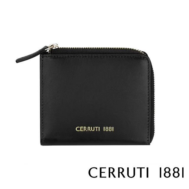 Cerruti 1881Cerruti 1881 限量2折 頂級義大利小牛皮女用零錢包 CEPD06163M 全新專櫃展示品(黑色 贈禮盒提袋)