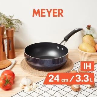 【MEYER 美亞】超能系列藍寶石不沾鍋超深炒鍋24cm(IH.電磁爐適用/鍋深8cm)