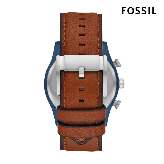 【FOSSIL 官方旗艦館】Sullivan 紳士休閒美學三眼多功能指針手錶 棕色真皮錶帶 44MM BQ2512