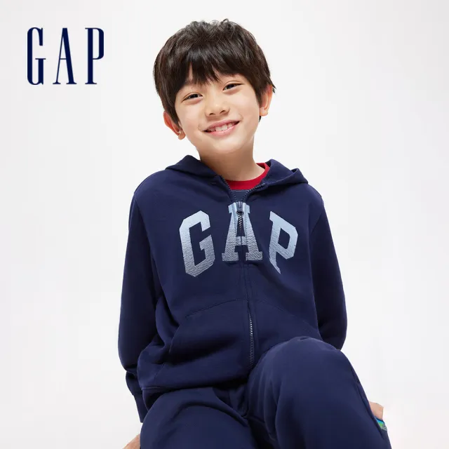 【GAP】男童裝 Logo連帽外套-海軍藍(429331)