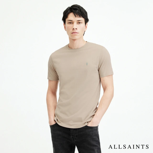 【ALLSAINTS】BRACE CONTRAST 公羊頭骨刺繡純棉修身短袖T恤 MD196S(常規版型)