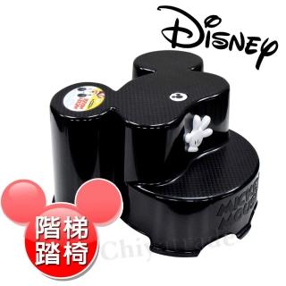 【迪士尼Disney】米奇大頭造型日本製 防滑墊高椅 階梯椅 踩腳椅 防滑矮凳(日本境內版-黑)