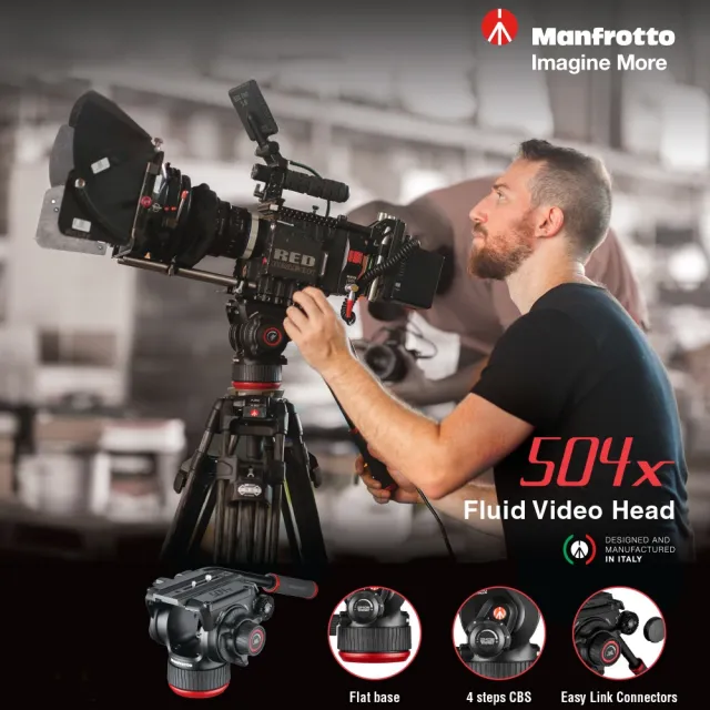 【Manfrotto 曼富圖】504X MVH504XAH 液壓攝錄兩用雲台(公司貨 油壓雲台 飛羽攝影 載重12公斤)