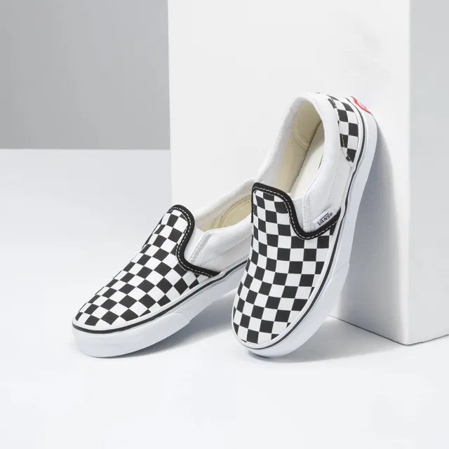 【VANS 官方旗艦】Classic Slip-On 小童款黑白棋盤格滑板鞋/休閒鞋