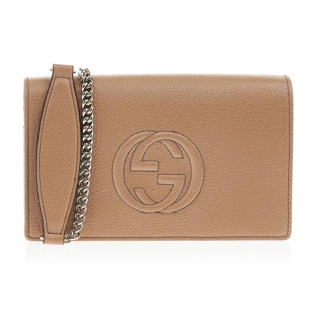 【GUCCI 古馳】598211 經典SOHO鍊帶WOC手拿/斜背兩用包(膚色)