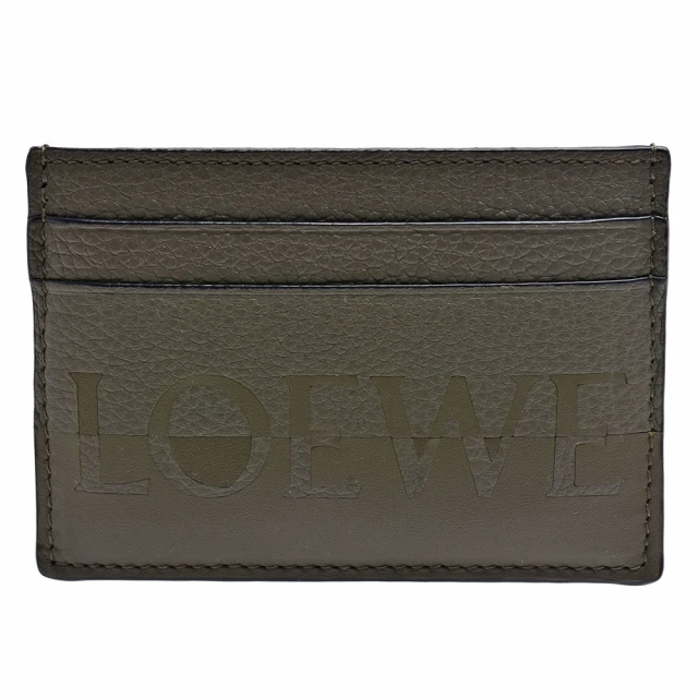 【LOEWE 羅威】經典品牌LOGO雙色小牛皮萬用卡夾(軍綠色C314322X01-4158)