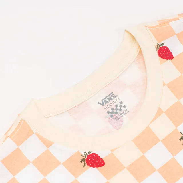 【VANS 官方旗艦】Strawberry Check 女款蜜桃色棋盤格短袖T恤