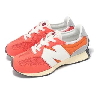 【NEW BALANCE】休閒鞋 327 Wide 中童 寬楦 橘 白 麂皮 尼龍 復古 小朋友 運動鞋 NB(PH327RF-W)