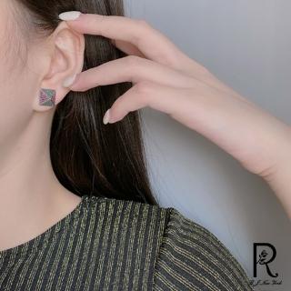 【RJ New York】銀炫彩鋯石金字塔閃耀耳環(白金色)