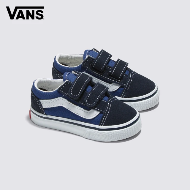 VANS 官方旗艦 Old Skool V 小童款海軍藍色滑板鞋/休閒鞋