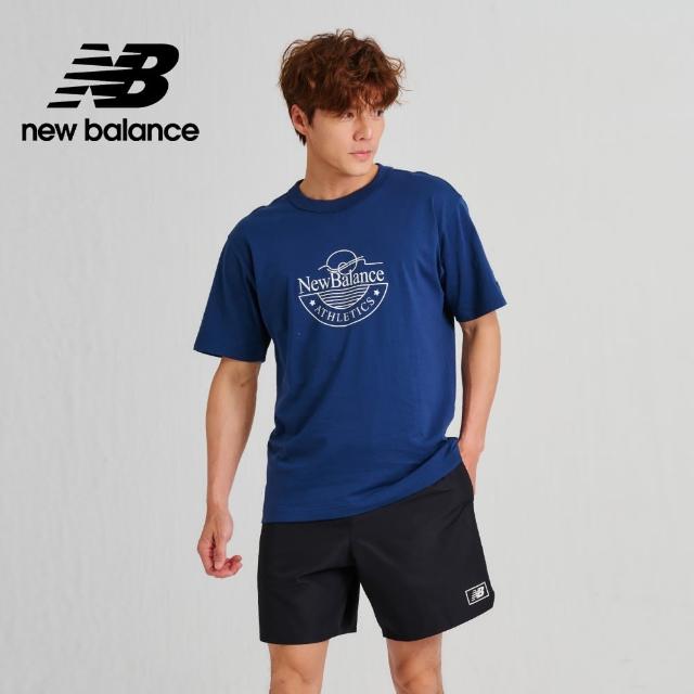 【NEW BALANCE】NB 圓領親膚短袖上衣_男性_深藍色_AMT33541NNY(亞版 版型正常)