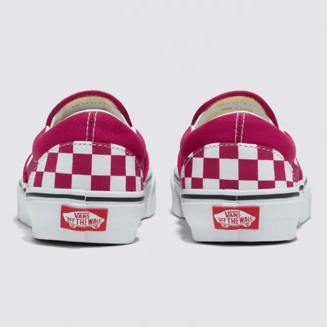 【VANS 官方旗艦】Classic Slip-On 男女款桃紅色棋盤格滑板鞋/休閒鞋/帆布