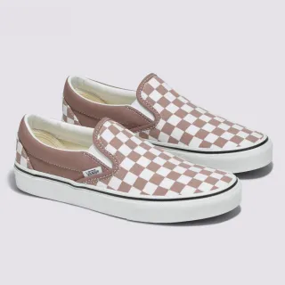 【VANS 官方旗艦】Classic Slip-On 男女款灰棕色棋盤格滑板鞋