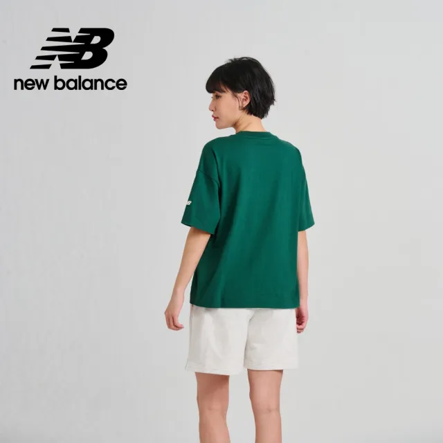 【NEW BALANCE】NB 親膚植絨學院風文字短袖上衣_女裝_綠色_WT33551NWG(美版 版型偏大)