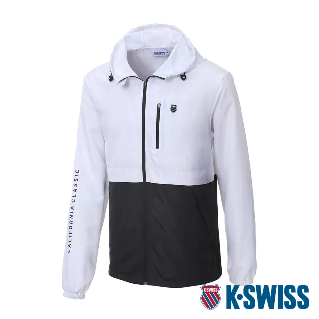 【K-SWISS】輕量抗UV防風外套 UV Plus Jacket-男-白/黑(1010254-102)