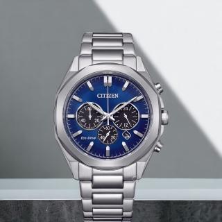 【CITIZEN 星辰】Chronograph 光動能計時腕錶-藍色 畢業 禮物 推薦(CA4590-81L)