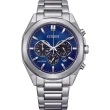 【CITIZEN 星辰】Chronograph 光動能計時腕錶-藍色 母親節 禮物(CA4590-81L)