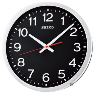 【SEIKO 精工】工業風滑動式秒針 靜音時鐘 掛鐘-黑/35cm 女王節 春夏推薦(QXA732S)