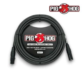 【PIG HOG】終身免費保固 20呎黑色編織麥克風導線 復古系列／原廠公司貨 品質保證(樂器導線 PHM20BKW)