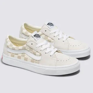 【VANS 官方旗艦】Sk8-Low 男女款奶茶色棋盤格滑板鞋/休閒鞋/帆布