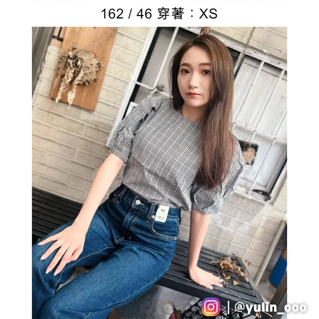 【LEVIS 官方旗艦】女款 澎澎袖襯衫 / 英倫細格紋 熱賣單品 A3359-0005