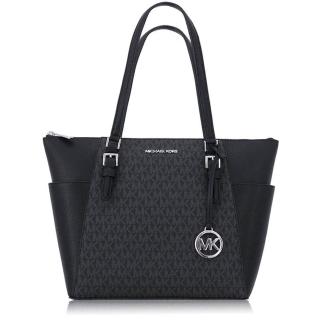 【Michael Kors】經典 PVC / 大款 / 肩背 托特包(黑灰)