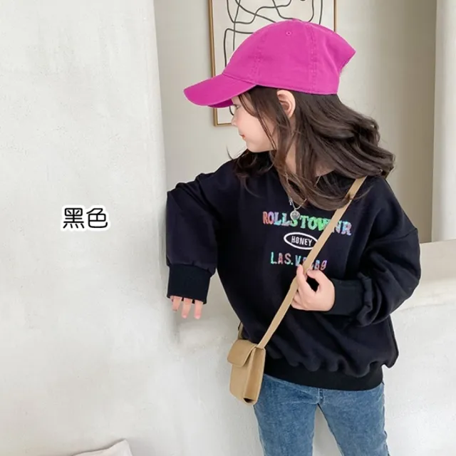 【橘魔法】炫彩亮片字母毛圈棉長袖衛衣(長袖上衣 大童 女童 中童 童裝 兒童)