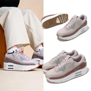 【NIKE 耐吉】休閒鞋 Air Max 90 LV8 女鞋 粉 白 氣墊 皮革 麂皮 厚底 增高(FD4328-001)