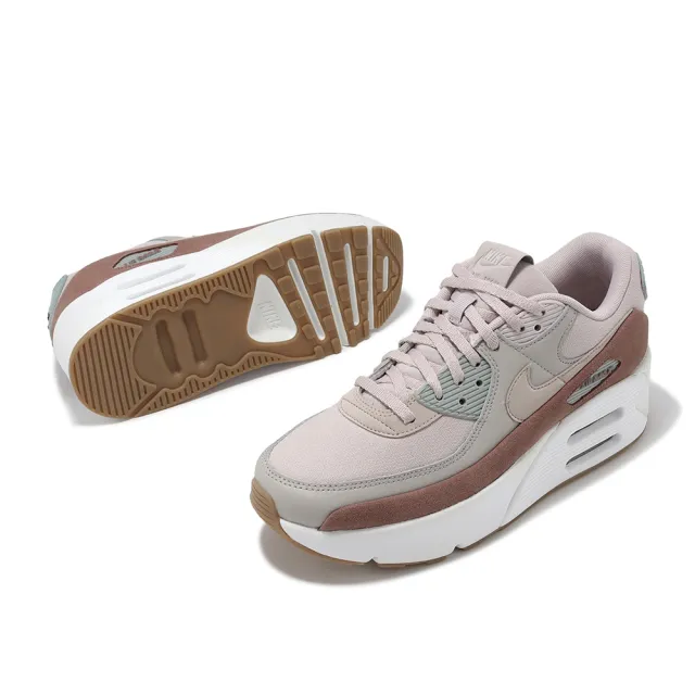 【NIKE 耐吉】休閒鞋 Air Max 90 LV8 女鞋 粉 白 氣墊 皮革 麂皮 厚底 增高(FD4328-001)