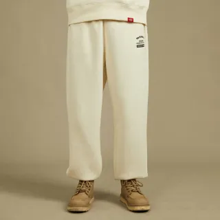 【Dickies】男款奶油色品牌圖案印花抽繩褲腰舒適縮口長褲｜DK012573C10