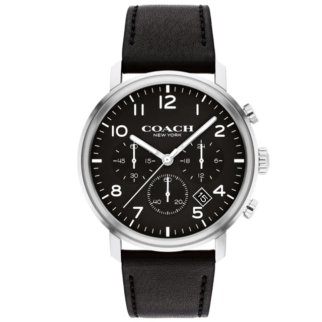 【COACH】官方授權經銷商 三眼計時時尚手錶-42mm/黑 畢業 禮物(14602539)
