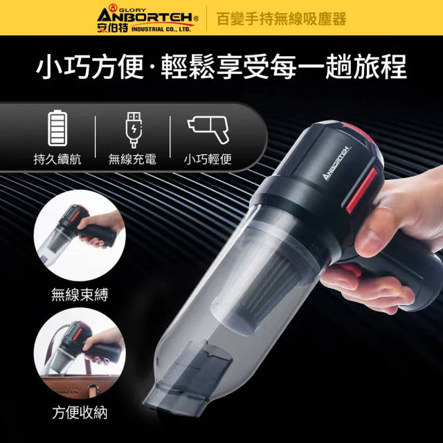 【ANBORTEH 安伯特】百變手持無線車用吸塵器 國家認證 一年保固-快(吸充吹抽四  合一 除塵 抽真空