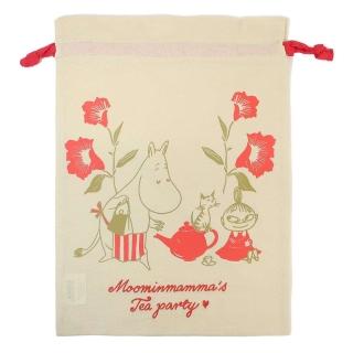 【Small Planet】MOOMIN 嚕嚕米 棉質束口袋 收納袋 文具筆袋 媽媽茶會