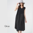 【Qiruo 奇若名品】春夏專櫃精品黑長洋裝3021F  背心式V領設計(黑色雙布)