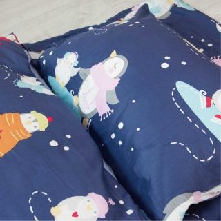 【Fotex 芙特斯】100%精梳棉防兒童睡袋 滑冰企鵝(100%永久物理性防 ★過敏孩童專用)