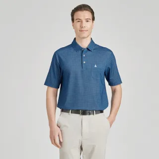 【JOHN DUKE 約翰公爵】男  吸濕排汗 速乾抗UV襯衫領印花胸袋 短袖 POLO衫_藍(20-4V2831)