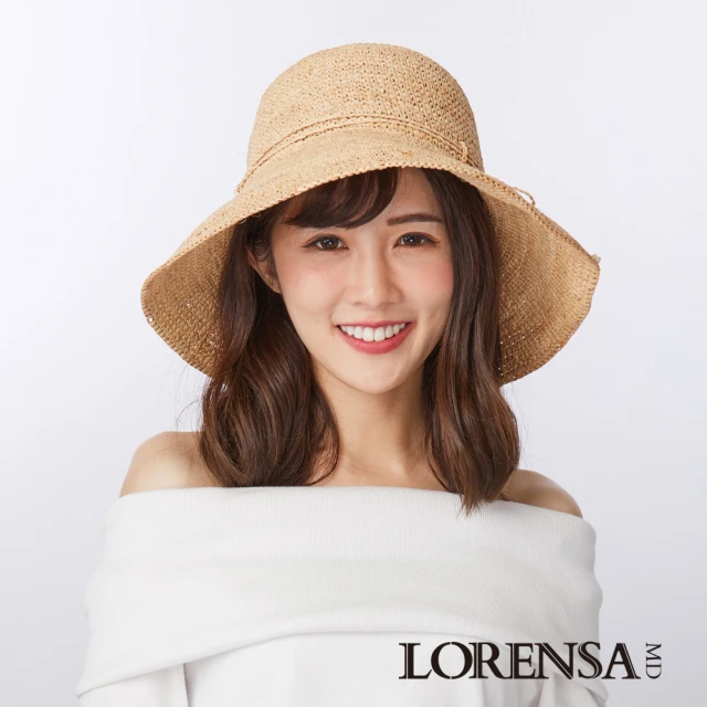 【Lorensa 蘿芮】拉菲亞草蝴蝶結手工編織遮陽草帽