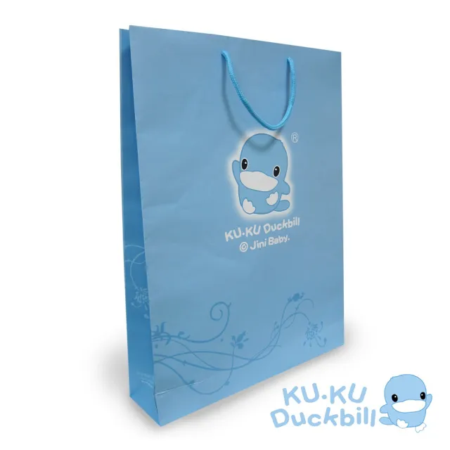 【KU.KU. 酷咕鴨】細條紋連身裝彌月禮盒(藍/粉)