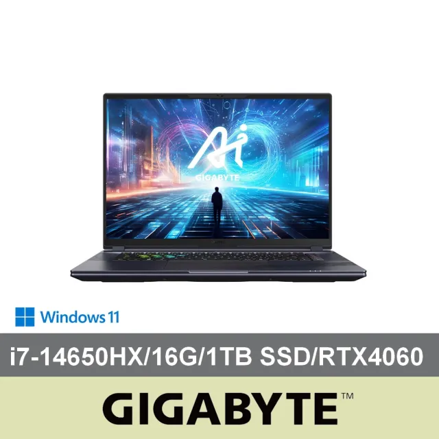 【GIGABYTE 技嘉】16吋i7 RTX4060 電競筆電(AORUS 16X AKG-53TWC94AH/i7-14650HX/16G/1TB/W11)