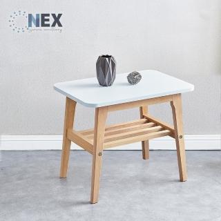 【NEX】北歐風 客廳雙層小茶几 實木腳(咖啡桌/客廳桌/桌子/小方幾/置物桌)