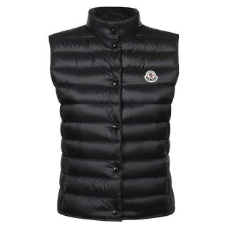 【MONCLER】女款 品牌LOGO 黑色按扣羽絨背心(0號USA-XS、1號USA-S、2號USA-M、3號USA-L、4號USA-XL)