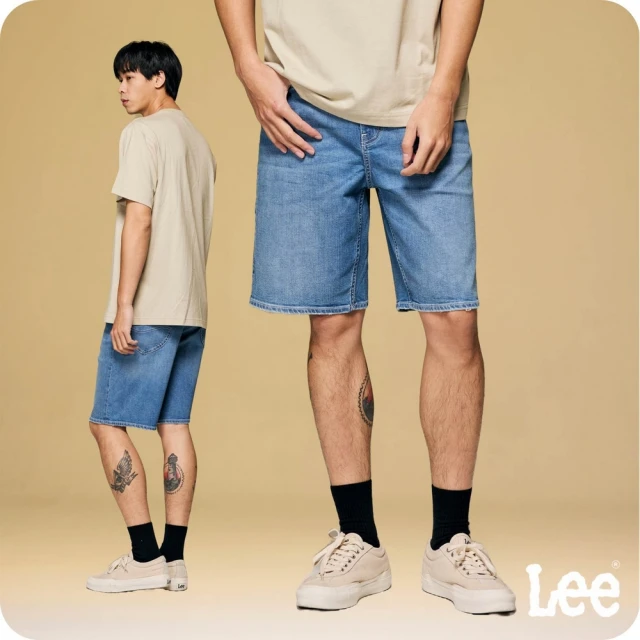 Lee 官方旗艦 男裝 牛仔短褲 / 903 寬鬆舒適 中藍