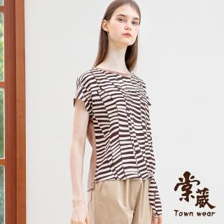 【TOWN’WEAR 棠葳】典雅鑽字綁結拼接上衣(女上衣/女上著/鑽飾/撞色/氣質)