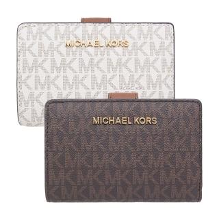 【Michael Kors】Jet set系列mk滿版logo防刮皮革中夾(35F8GTVF2B)