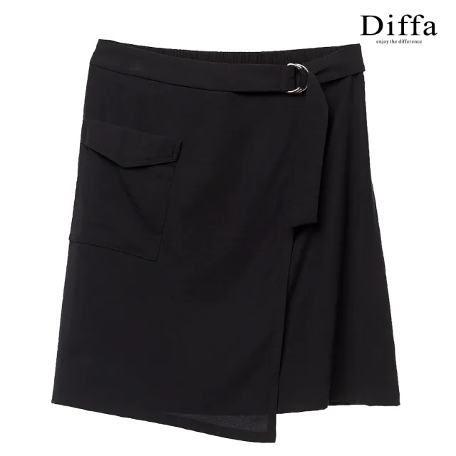 【Diffa】美型不對稱設計貼袋短裙-女