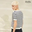 【Diffa】簡約條紋繡花針織外套-女