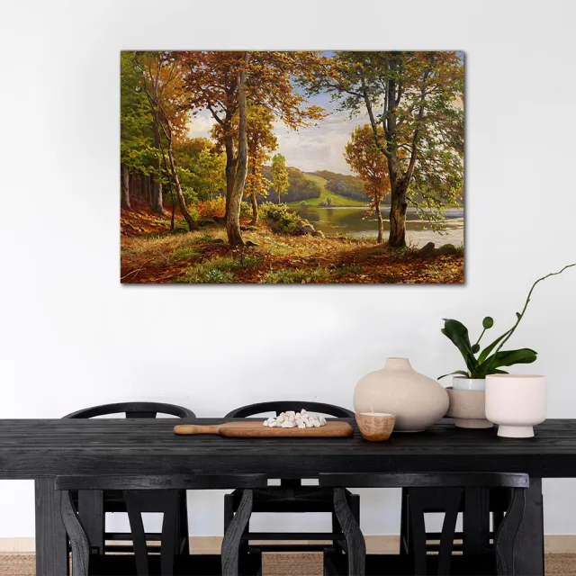 【御畫房】湖畔風景 國家一級畫師手繪油畫60×90cm(VF-194)